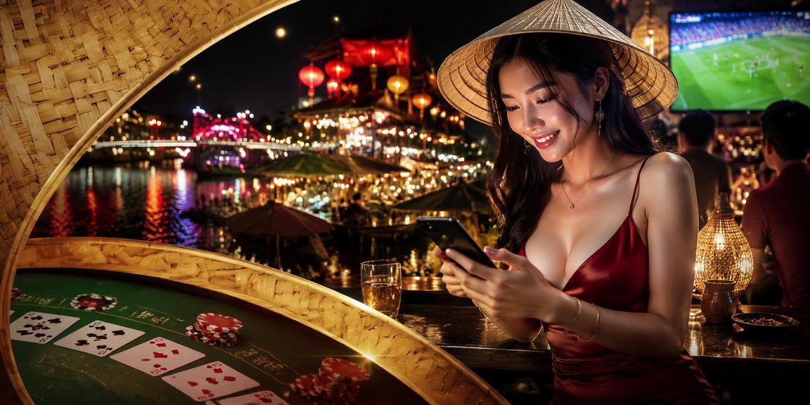 Người chơi Hà Nội tham gia Baccarat trực tuyến với nón lá
